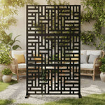 Metal Outdoor Privacy Screen 90cm X 180cm - Maze | 180cm x 90cm | Black