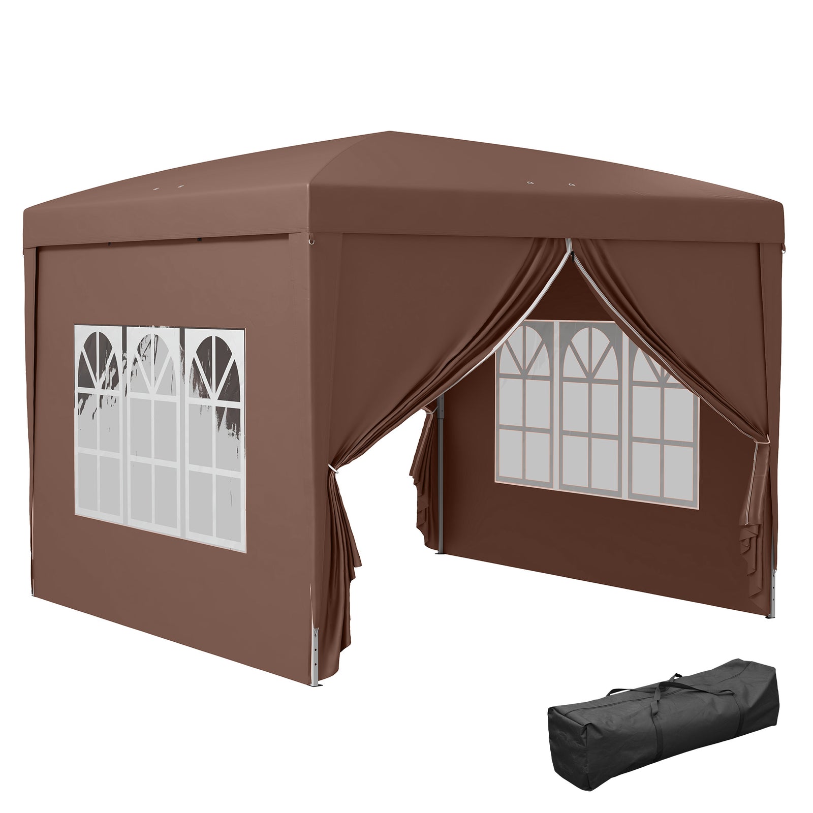 3mx3m Pop Up Gazebo Party Tent Canopy Marquee W/ Storage Bag | Coffee