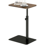 HOMCOM Side Table, C Shaped End Table With Adjustable Height And Metal Base