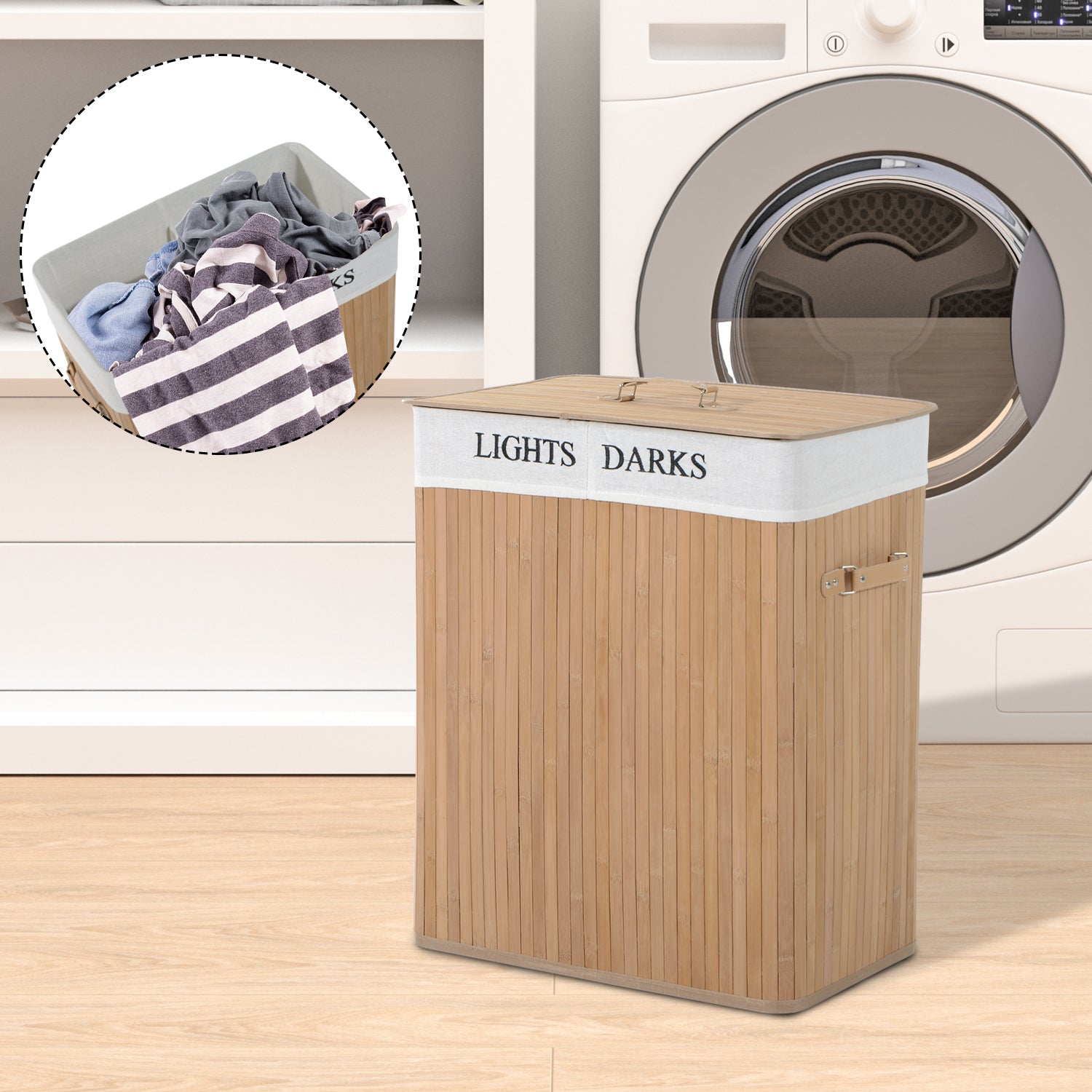 100l Laundry Hamper Large 100l Double Washing Clothes Basket | One Size | Natura