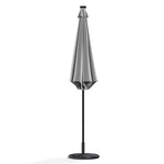 3m Solar Led Patio Umbrella, Outdoor Parasol With 16 Led Tubes, Crank Lift & Push Button Tilt With Cement Base | One Size | Light Grey