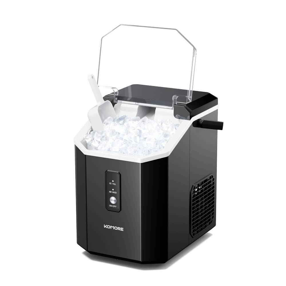 Nugget Ice Maker Portable Ice Machine With Handle, 15kg/24h, Ready In 5 Minutes, Self-cleaning, Easy To Use For Home | Black