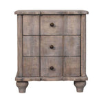 Solid Wood Beaumont Curved Nightstand, 3 Drawers, Grey
