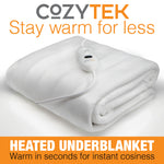 Electric Heated Blanket Underblanket Heated Sheet & Secure Ties 3 Heat Settings | Single | White