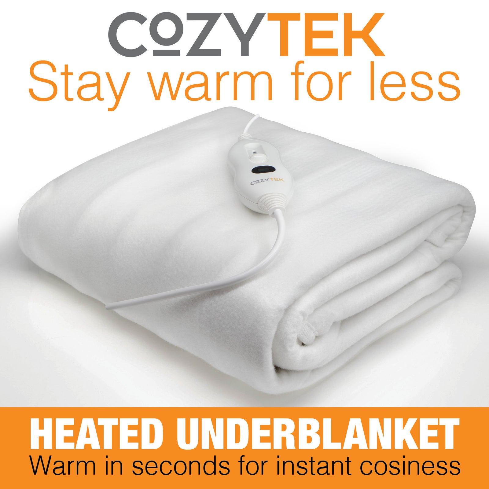 Electric Heated Blanket Underblanket Heated Sheet & Secure Ties 3 Heat Settings | Single | White