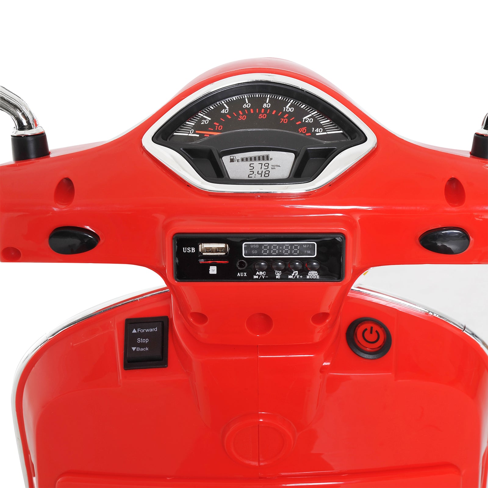 Kids Ride On Licensed Vespa Motorcycle 6v Boys Girls Mp3 Music Led Lights | Red
