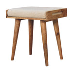 Solid Mango Wood Boucle Cream Tray Style Footstool