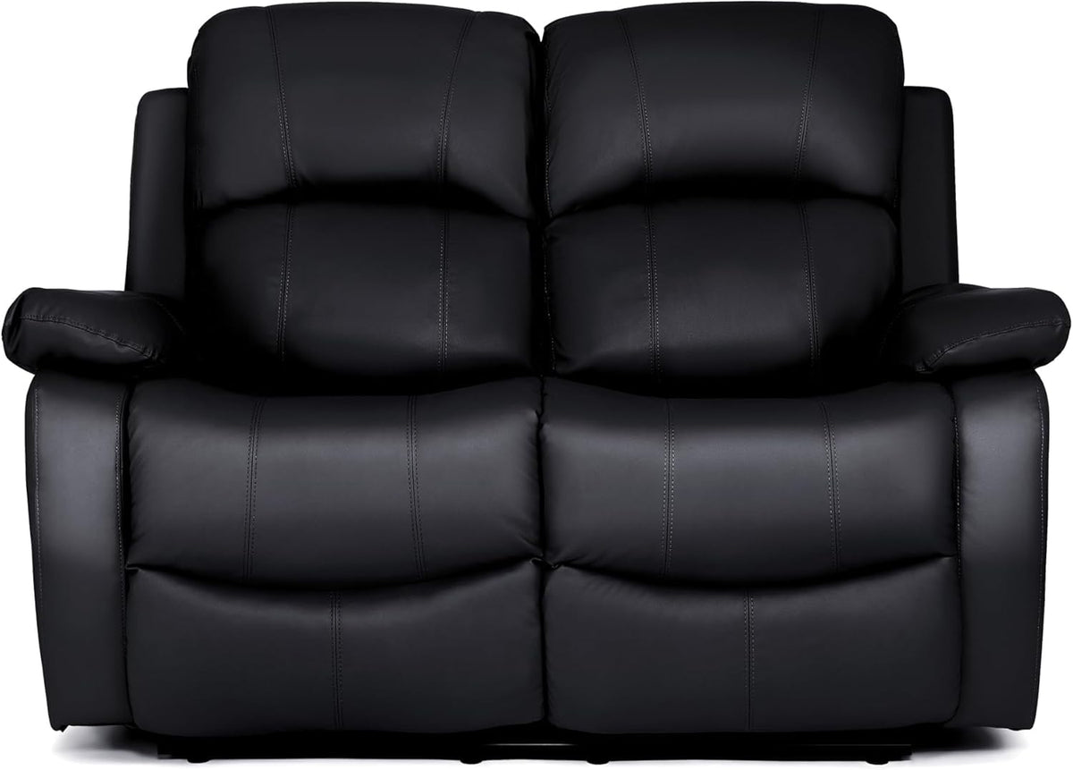 Manual Recliner Sofa 2 Seater Faux Leather | Black