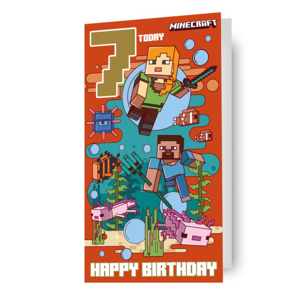 Minecraft Age 7 Birthday Card Official Product