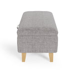 Linen Upholstered Storage Ottoman Footstool Compact Seat With Hidden Storage 71 X 37 X 34 Cm | Light Grey