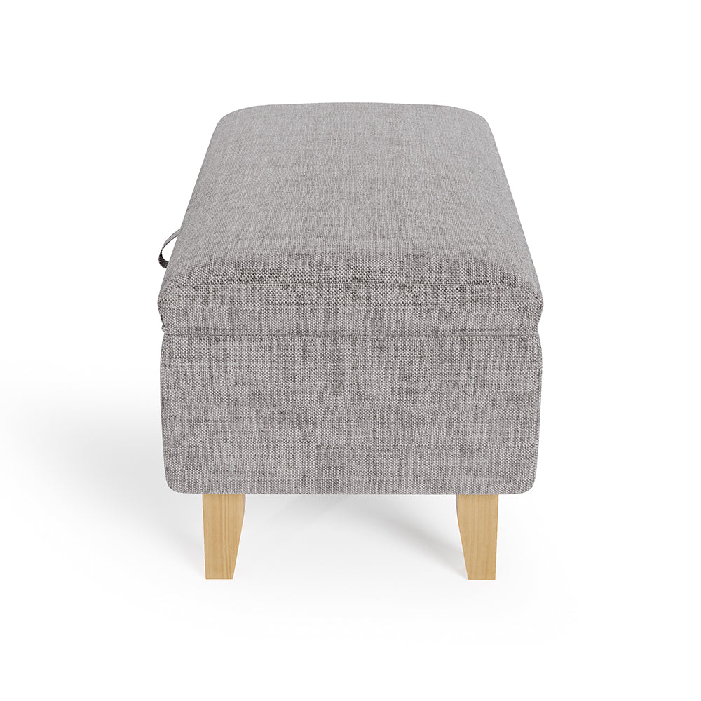 Linen Upholstered Storage Ottoman Footstool Compact Seat With Hidden Storage 71 X 37 X 34 Cm | Light Grey