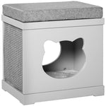Cat House Bed Kitten Cave Cube Indoor W/soft Cushion Sisal Scratching Pad