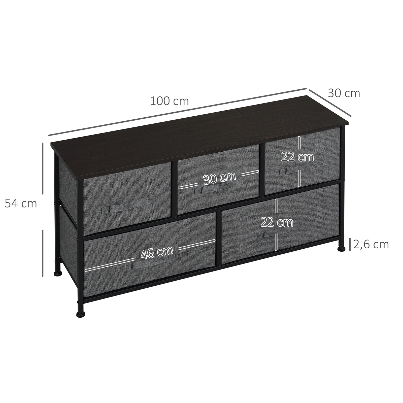 Chest Of Drawers, 5 Drawer Fabric Dresser For Bedroom