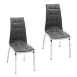 Grey Faux Leather Dining Chair With Metal Legs