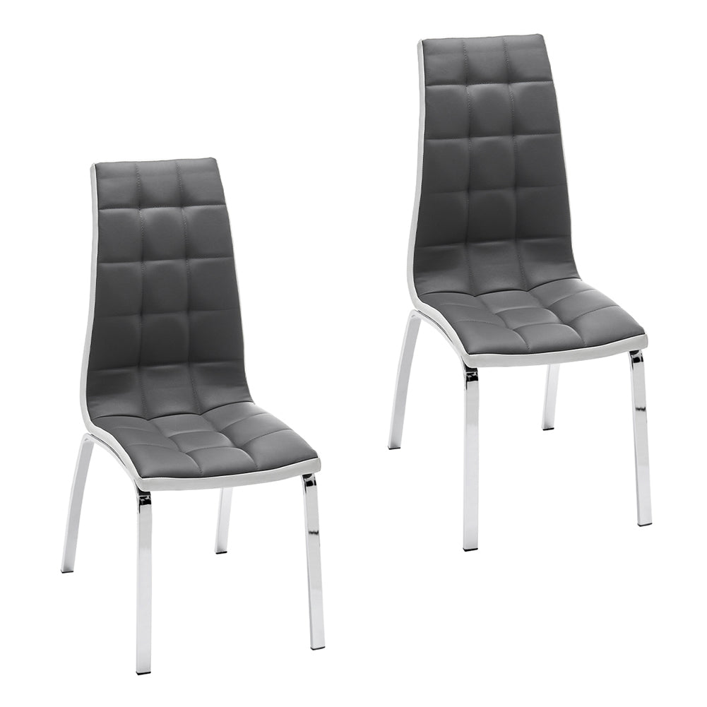 Grey Faux Leather Dining Chair With Metal Legs