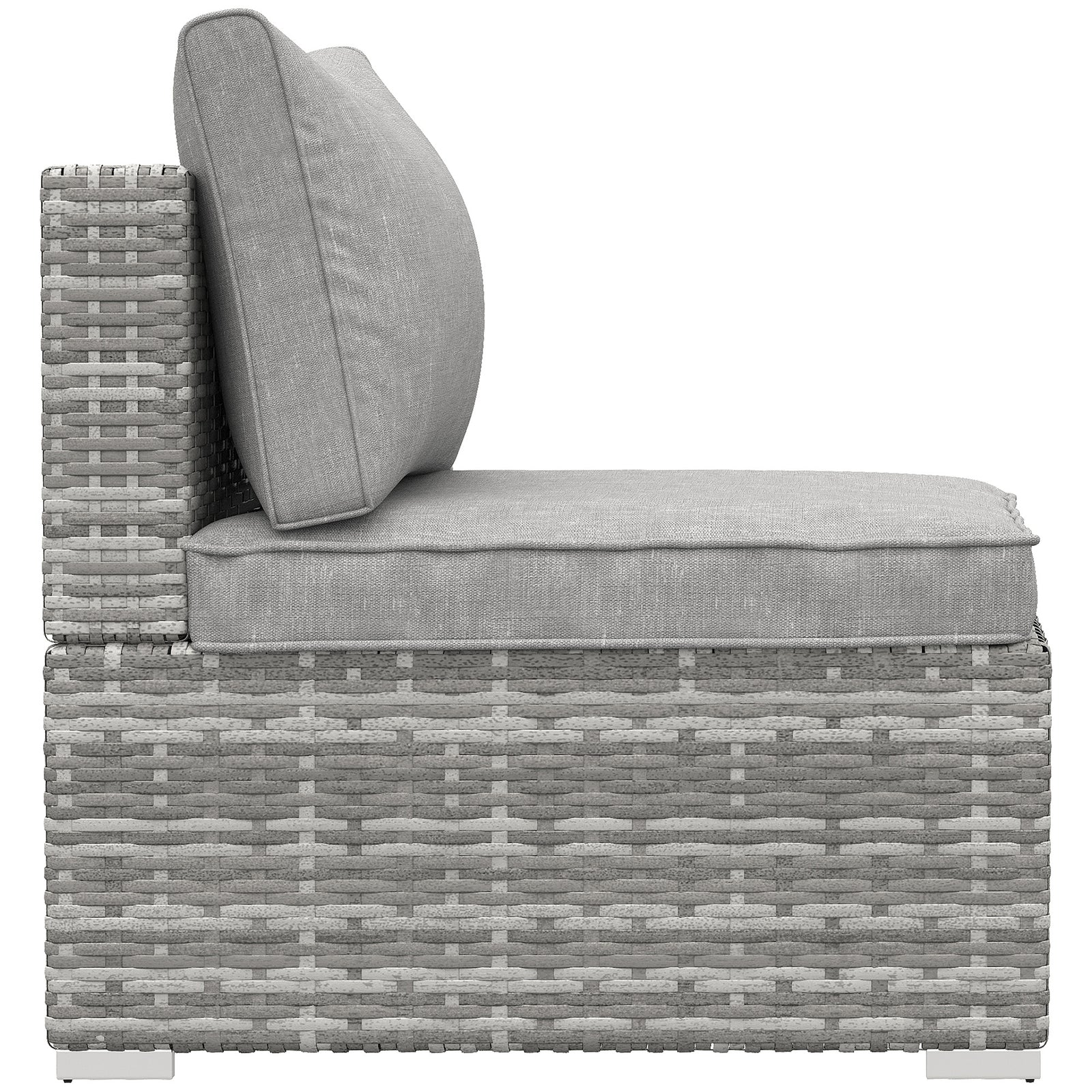 Outdoor Garden Furniture Rattan Single Middle Sofa W/cushion | Gray