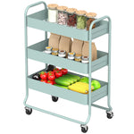 3-tier Storage Trolley, Storage Cart With Mesh Backets, Wheels | Green