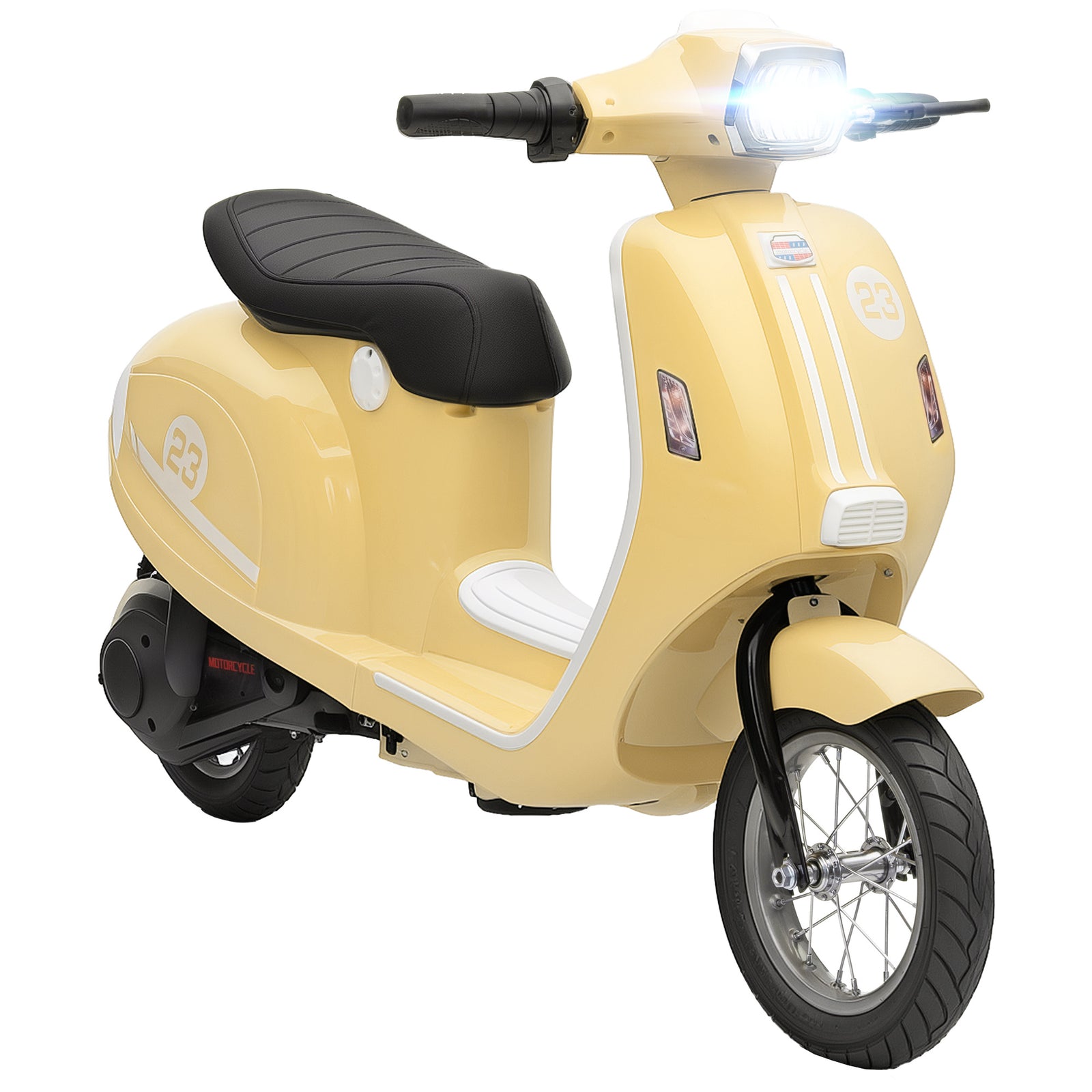 24v Battery Powered Ride On Motorcycle With Manual Throttle | Beige