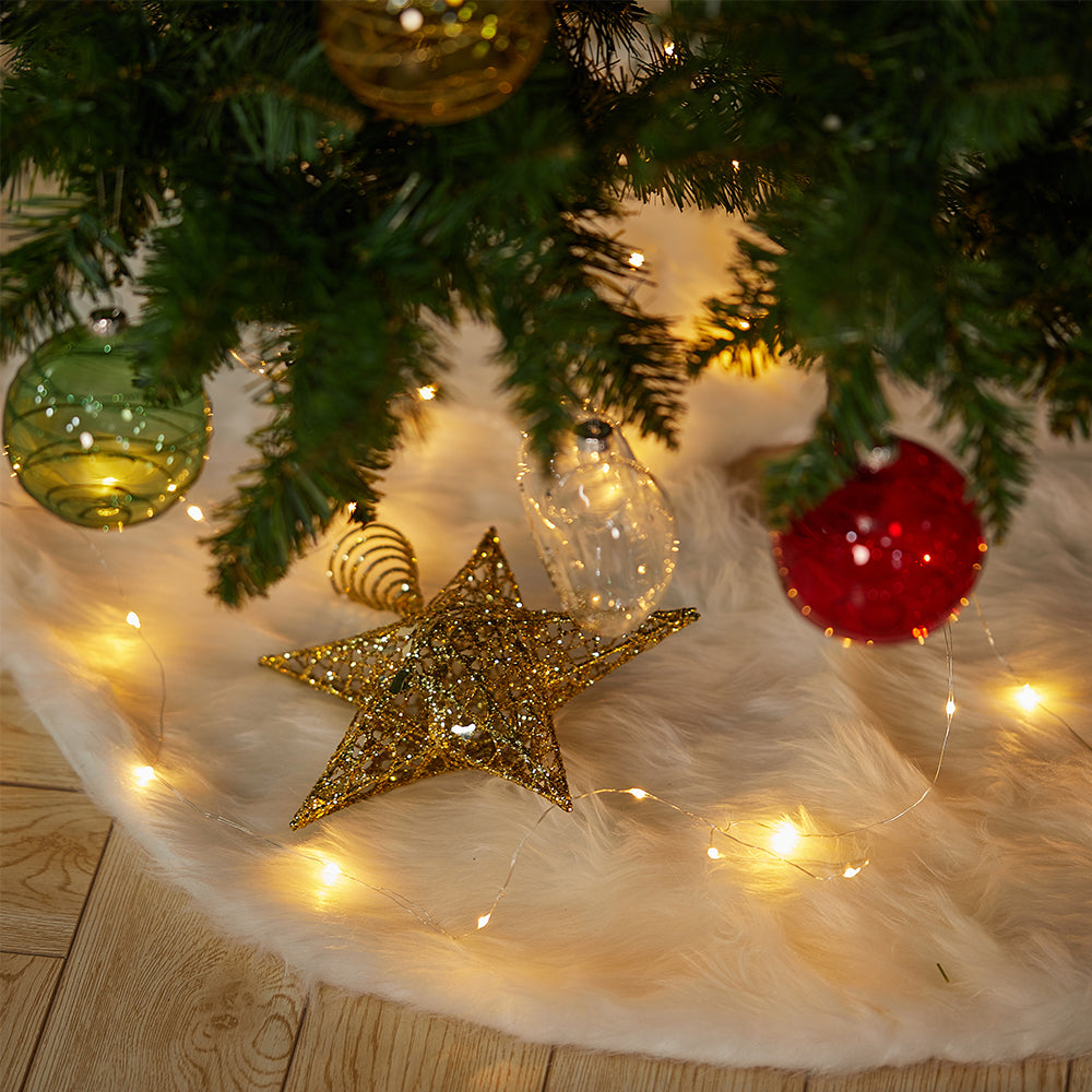 Snow White Plush Christmas Tree Skirt For Holiday Decoration 78cm/90cm/122cm Diameter | Large | White