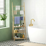 3-tier Folding Bamboo Bathroom Storage Shelving Towel Bars