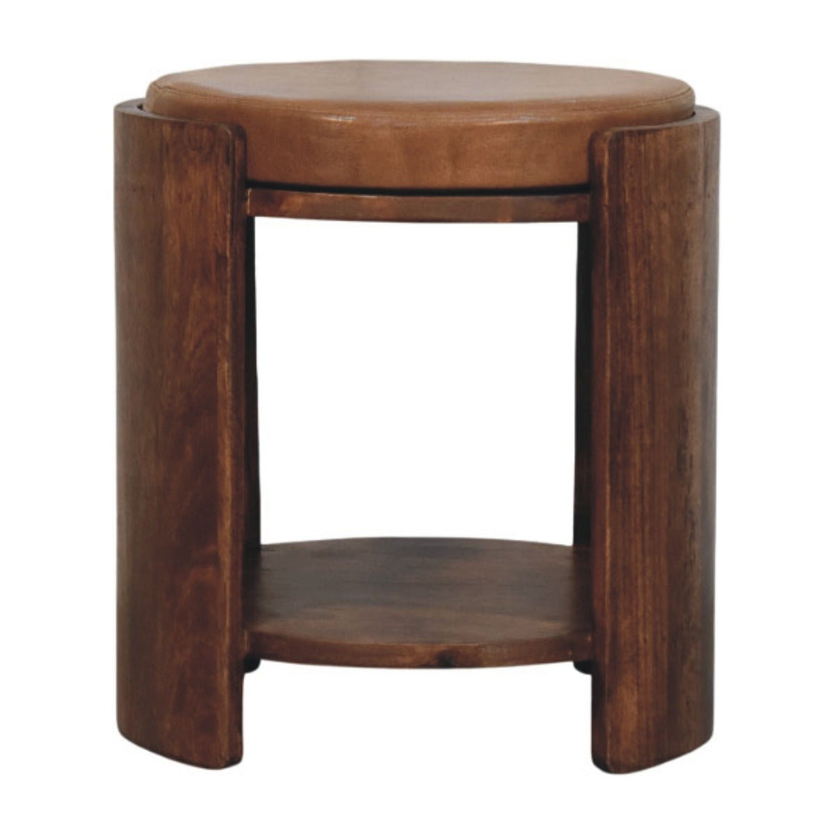 Solid Wood Savoy Leather Stool