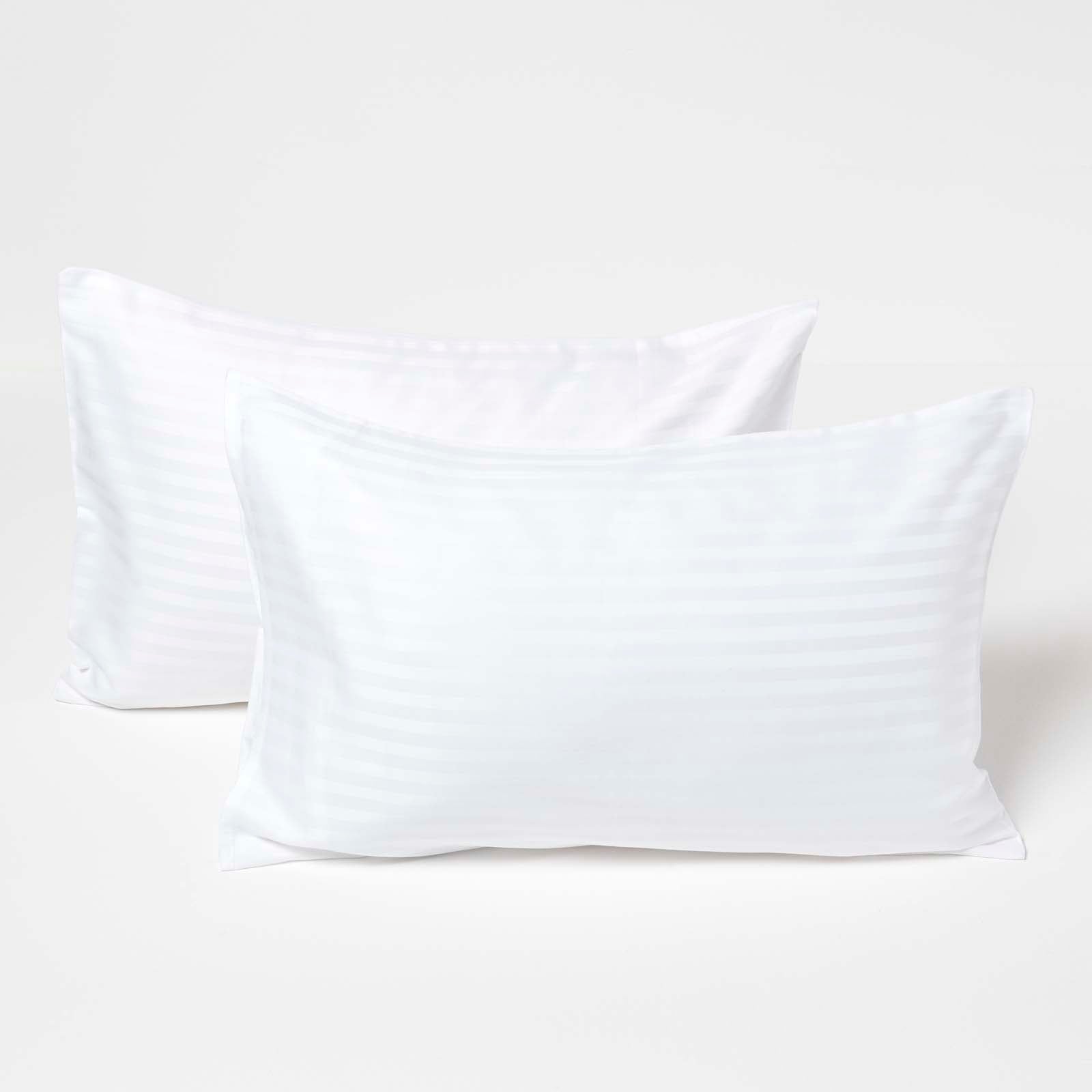 Cotton Stripe Kids Pillowcases 330 Thread Count, 2 Pack | 40 x 60cm | White