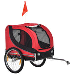 Pawhut Pet Bicycle Trailer Steel Dog Bike Carrier Water Resistant Travel | Red