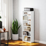 6 Tier Bookshelf, Freestanding Bookcase Adjustable Shelves | One Size | White