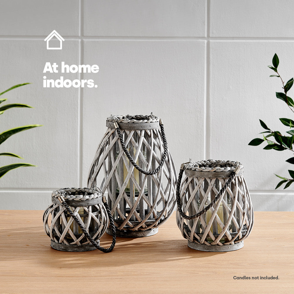 Willow Lanterns Set Of 3 - Grey