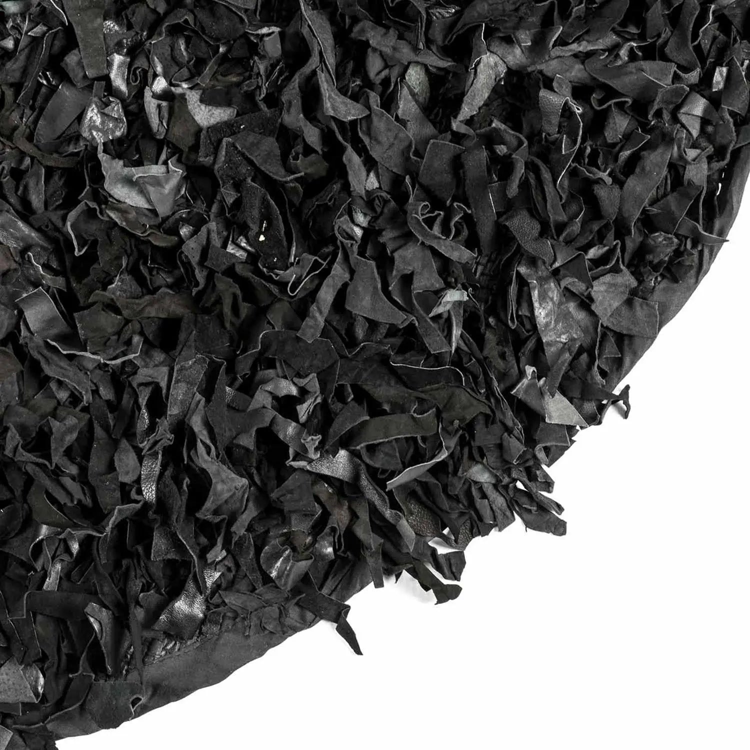 Dallas Leather Shaggy Rug | 150cm | Black
