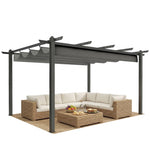 4 X 3(m) Aluminium Pergola Gazebo Garden Shelter W/ Roof | Grey