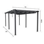 6m X 3m Aluminium Pergola With Retractable Roof,charcoal Grey,outdoor Garden Gazebos Water-resistant