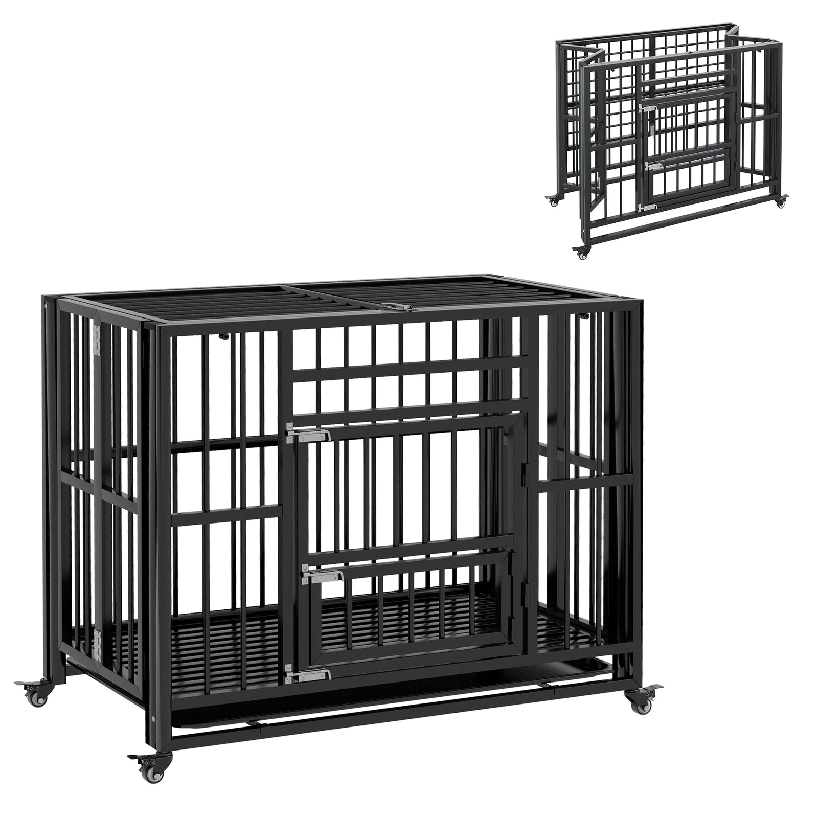 Heavy Duty Dog Crate Foldable W/ Openable Top