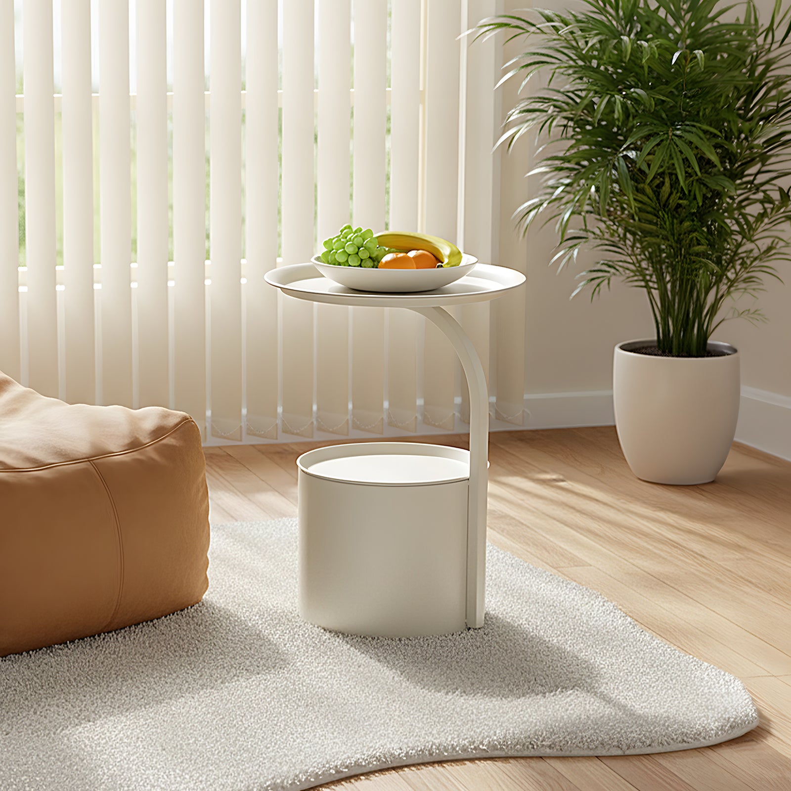 Breeins Modern Metal Side Table With Cylindrical Storage