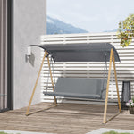 3 Seater Garden Swing Bench W/ Canopy And Cushioned Seat