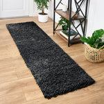 California Shaggy Rug Deep Pile | 60cm x 230cm | Black