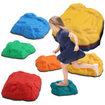 Balance Stepping Stones For Kids, River Stones With Non-slip Bottom | Set-of-6 | Blue & Yellow