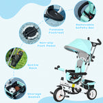 6 In 1 Kids Trike, Stroller With Parent Handle | Green