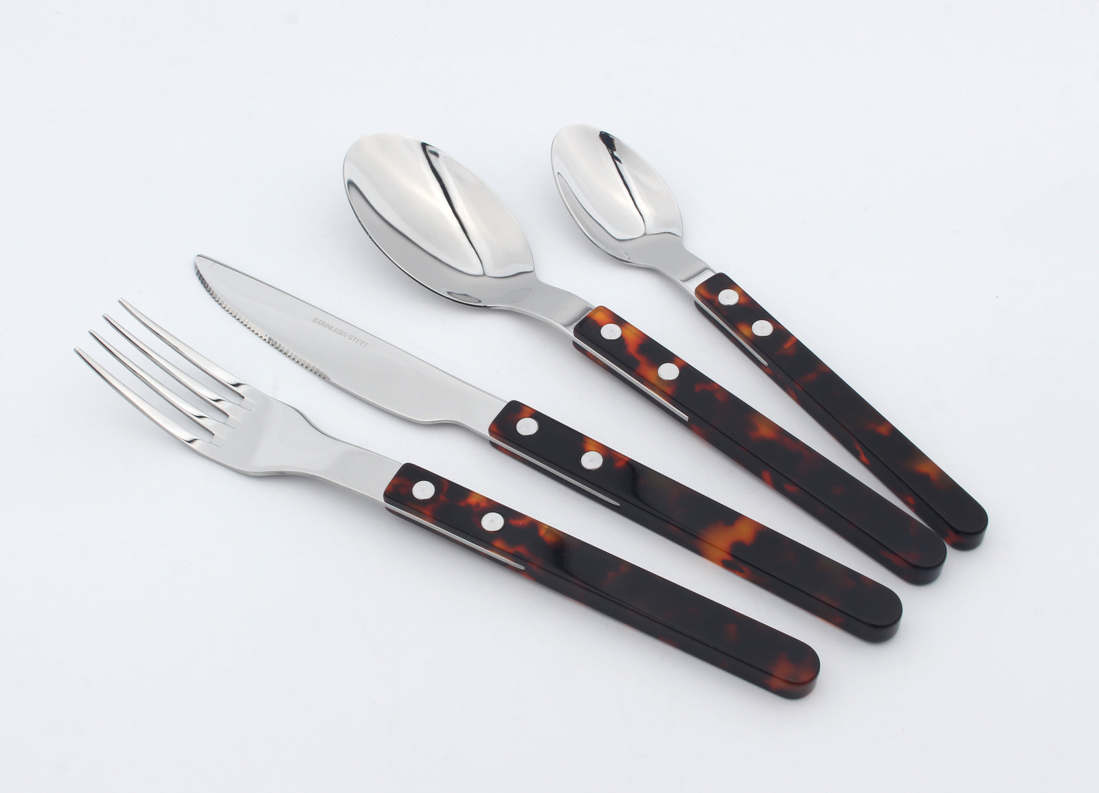Cutlery Set Stainless Steel Sets Anydate Resin | Set-of-4 | Brown