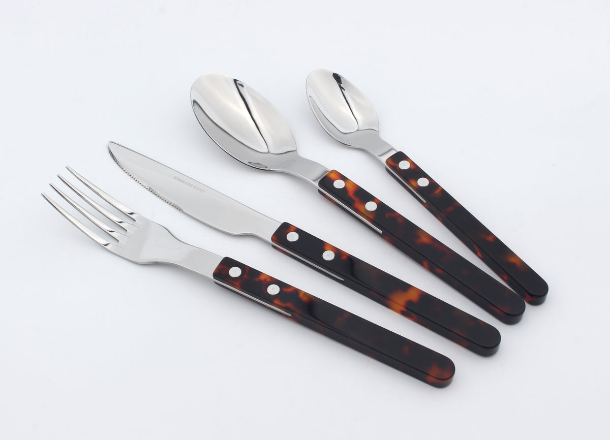 Cutlery Set Stainless Steel Sets Anydate Resin | Set of 4 | Brown