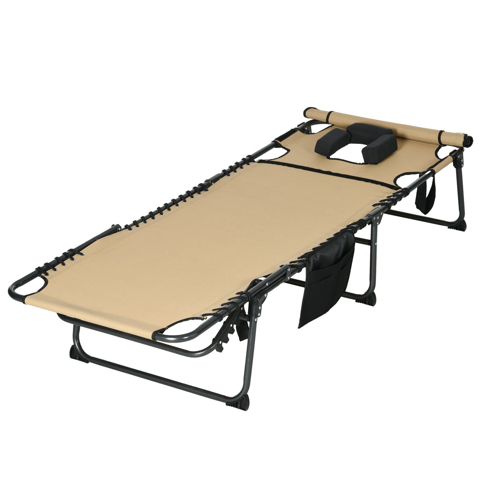 Folding Sun Lounge W/ Reading Hole | Beige