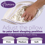 Premium Orthopaedic Shredded Memory Foam Bed Pillow 70x45cm, Neck Back & Side Support, Bamboo Washable Cover | Set of 2 | White
