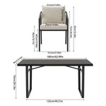 Breeins 7 Pieces Garden Dining Set 160cm Rectangular Garden Table And Chairs Wood Grain Tabletop 6pcs Armchairs With Seat Pads Cushion Outdoor Patio Furniture Set