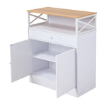 Breeins Modern White Sideboard With Open Shelf, 1 Drawer & 2-door Cabinet