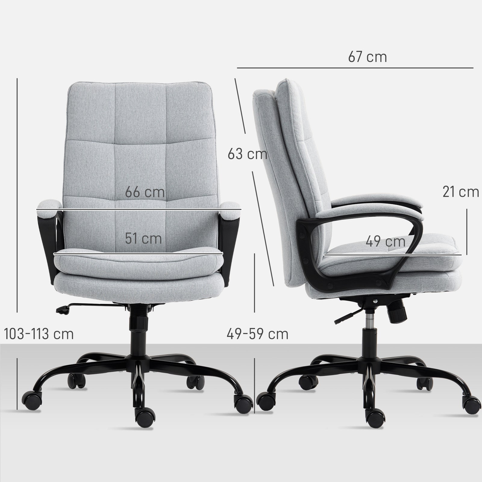Fabric Office Chair, Computer Desk Chair | Light Grey