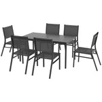 7 Piece Set W/ Mesh Seat, Aluminium Top Table