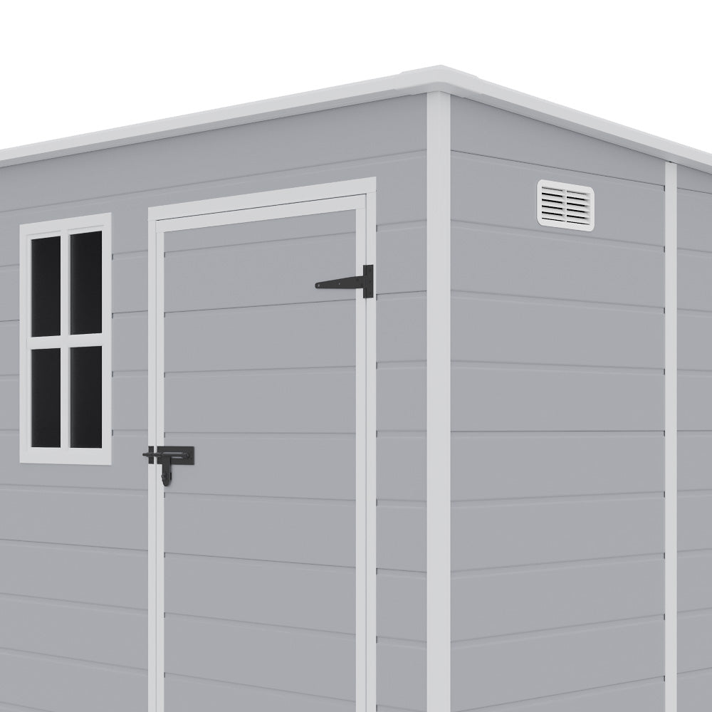 6 X 6ft Durable Pp Outdoor Storage Shed With Lockable Door, Floor, Window & Vent – Weatherproof Plastic Garden Shed