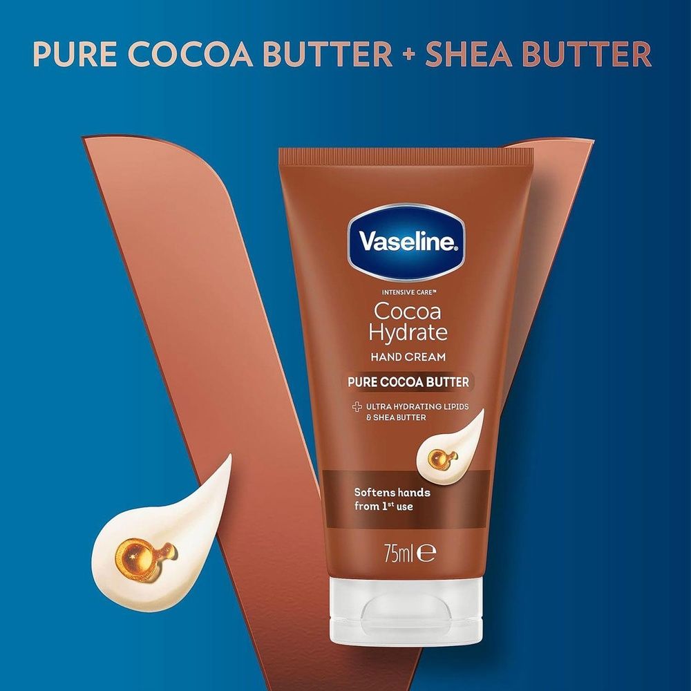 Vaseline Gift Set Cocoa Radiant Lotion 600ml, Hand Cream 75ml & Lip Balm 4g
