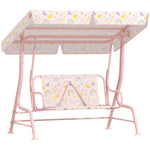 Kids Garden Swing Seat, Outdoor Swing Chair With Adjustable Canopy | Pink
