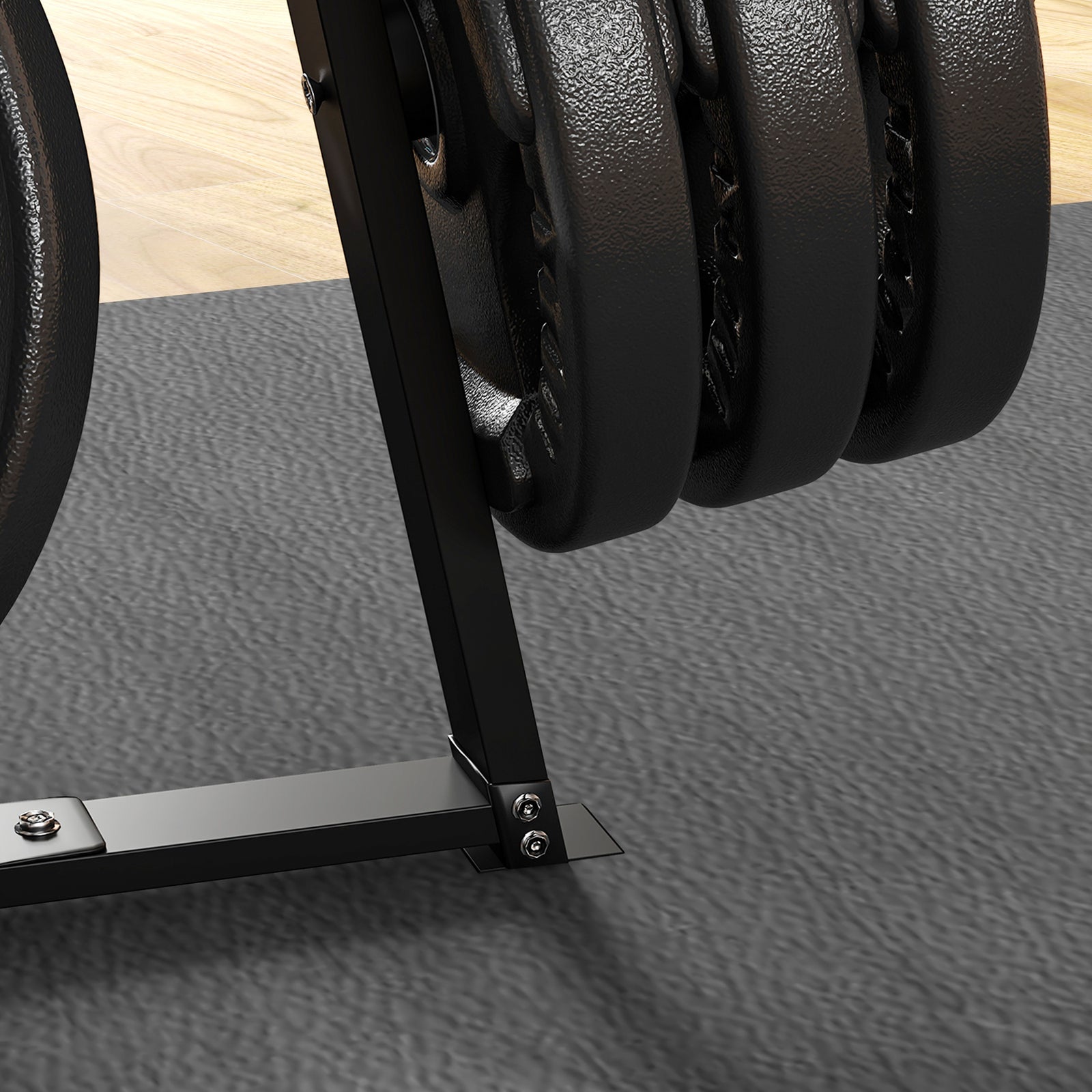 Weight Plate Rack For 5cm Weight Plates And Barbell Bar | Black